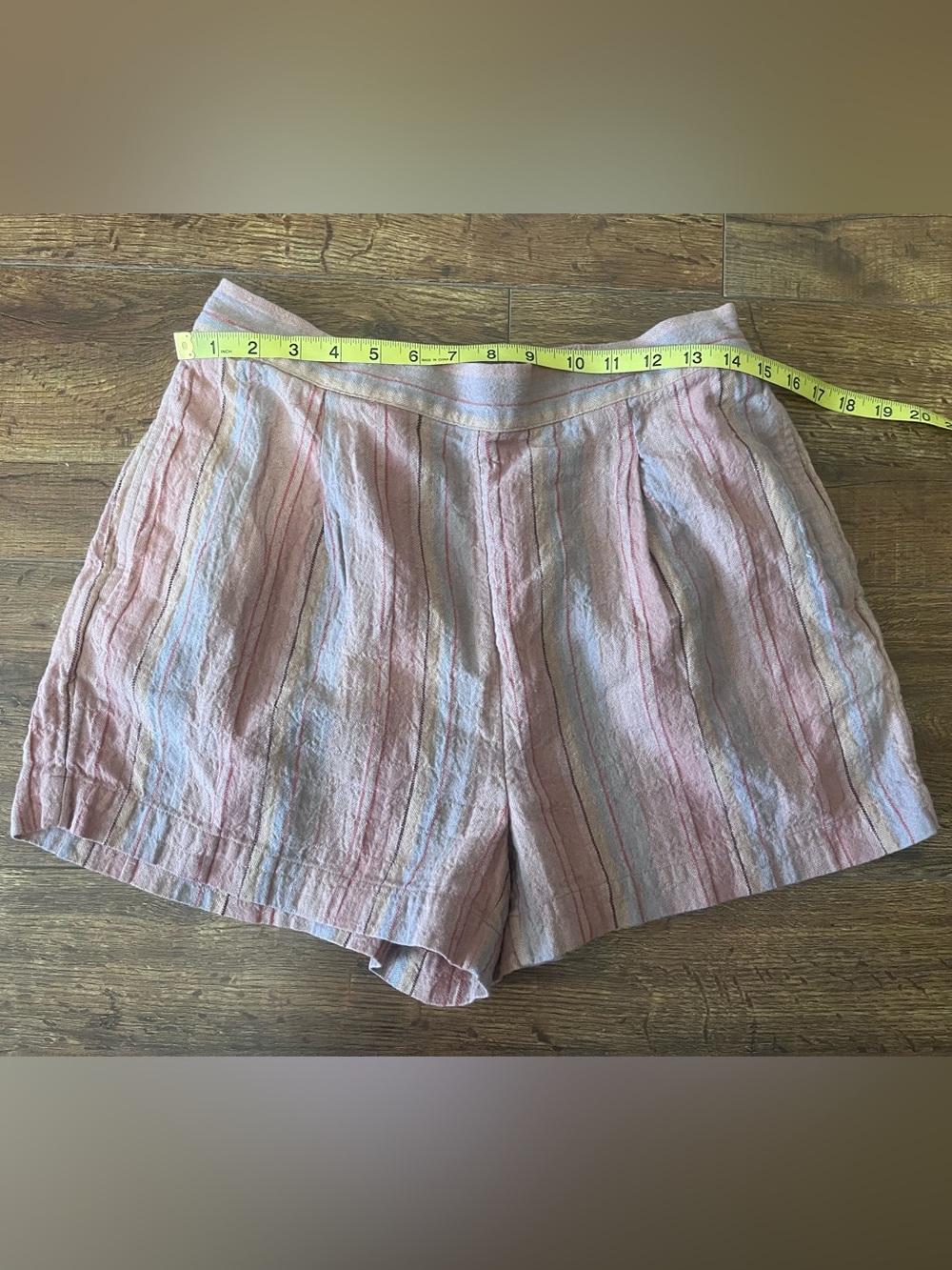 Madewell Pink and Blue Striped Linen-Blend Shorts